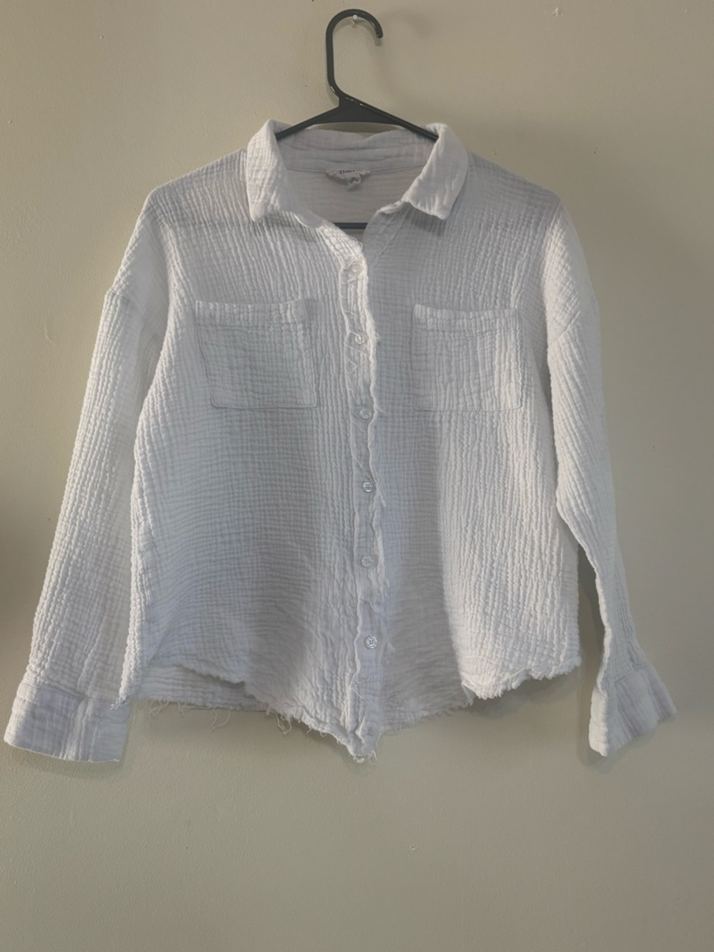 &Merci White Cotton Gauze Raw Hem Shirt Women’s Medium